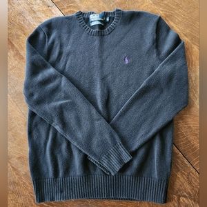 Cozy Cotton Polo by Ralph Lauren Sweatshirt Sweater Black Purple Logo Medium